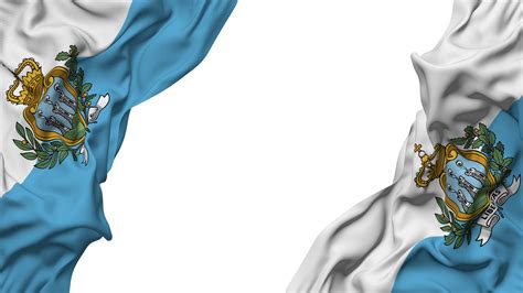 San Marino Flag Cloth Wave Banner In The Corner With Bump And Plain Texture Isolated 3d