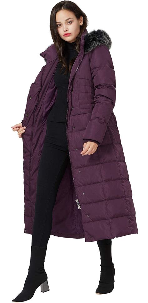 Fashion Bug Plus Size Womens Long Down Coat With Fur Hood Maxi Down