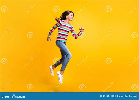 Full Length Body Size Side Profile Photo Of Running Fast Happy