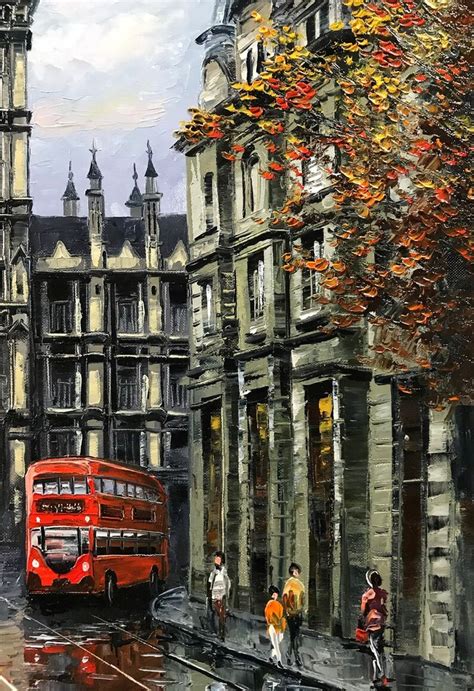 London Street Painting On Canvas London Scene Canvas Wall Art City