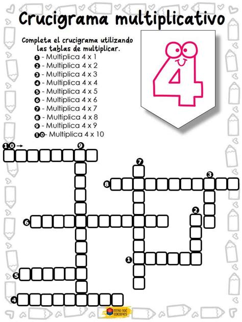 Crucigramas Tablas De Multiplicar Materiales Educativos Para Maestras