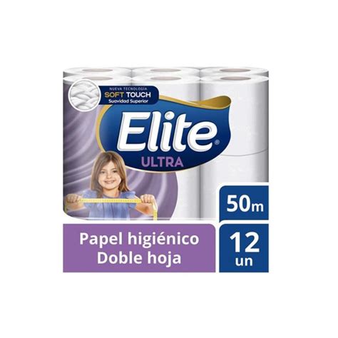 PAPEL HIGIENICO ELITE 12 ROLLOS 50 MTS DOBLE HOJA ANYU