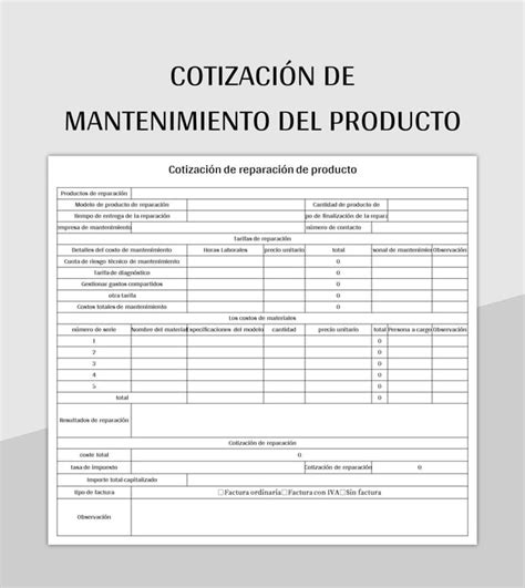 Plantillas Costos De Mantenimiento Para Excel Gratis Y Hojas De C Lculo