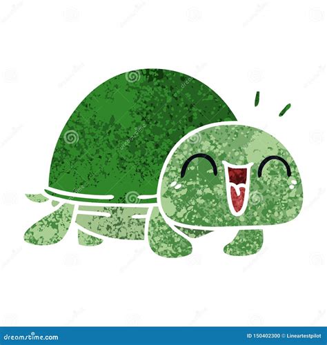 Retro Illustration Style Quirky Cartoon Turtle Stock Vector