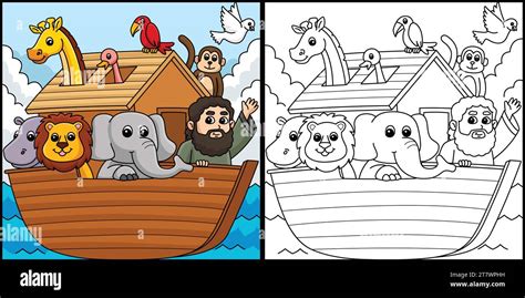 Christian Noahs Ark Ilustraci N De P Gina Para Colorear Imagen Vector