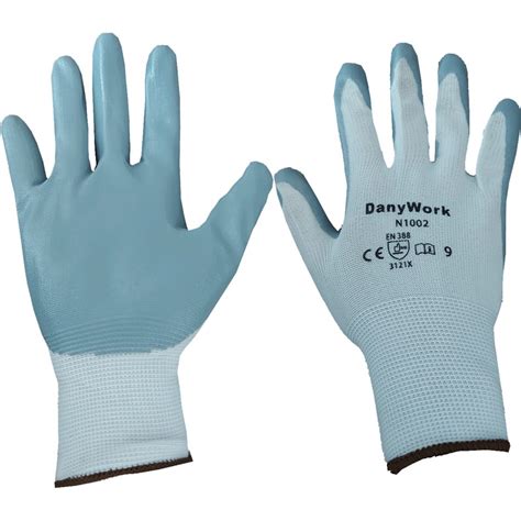 Guanto Nylon Spalmato In Nitrile Grigio Polsino Elasticizzato Bordino