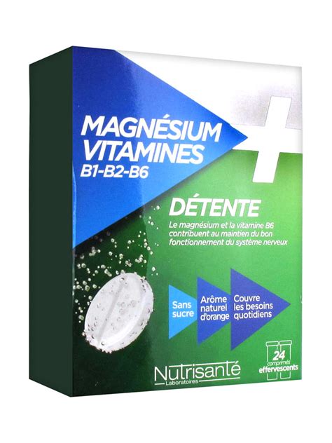 Nutrisanté Magnesium Vitamins B1 B2 B6 24 Effervescent Tablets