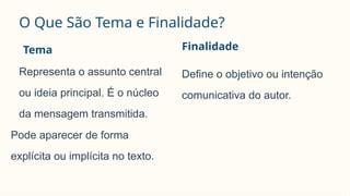 Qual Era A Finalidade - Identificacao-de-Tema-e-Finalidade.pptxhy | PPTX