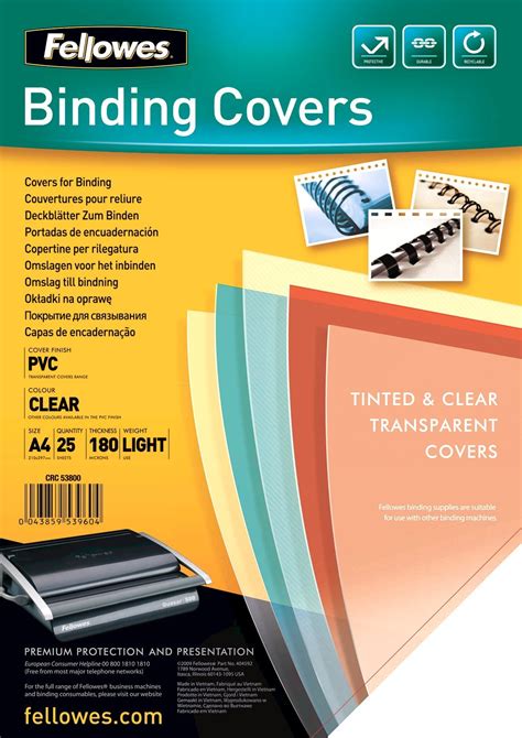 Fellowes Pvc Binding Cover A Microns Clear Pack Of Amazon Co