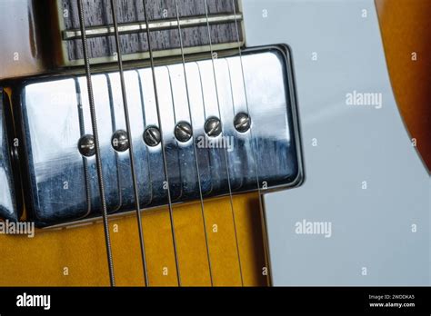 Electric Guitar Pick Up With Strings And Pick Guard Stock Photo Alamy