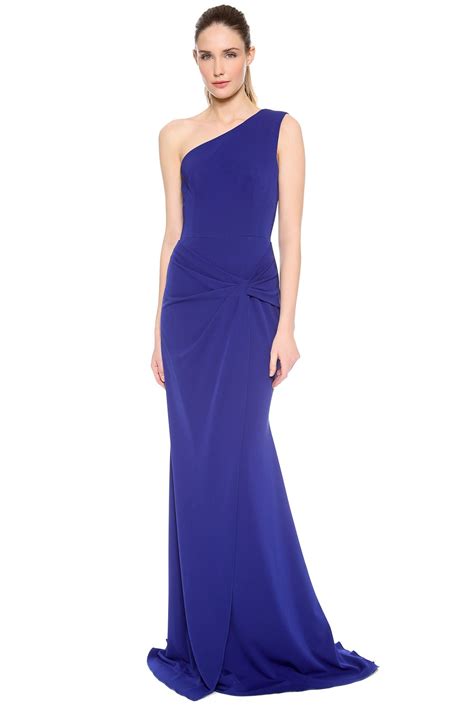 Royal Blue Floor Length One Shoulder A Line Chiffon Sleeveless Prom