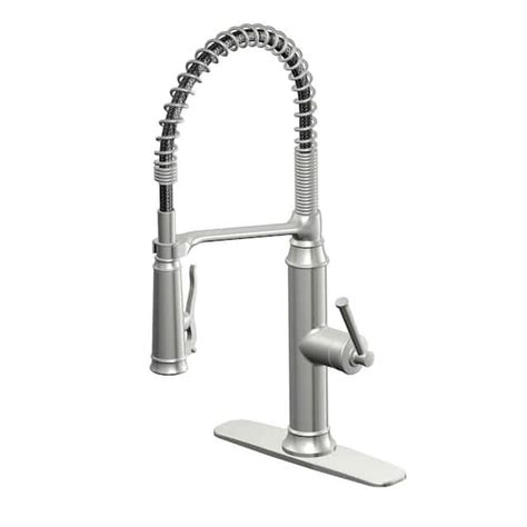 Glacier Bay Linscott Single Handle Coil Spring Neck Pull Down Sprayer Kitchen Faucet In