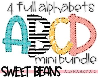 Alphabet Sweet Beans Printable Font Alpha Pack Yellow Etsy