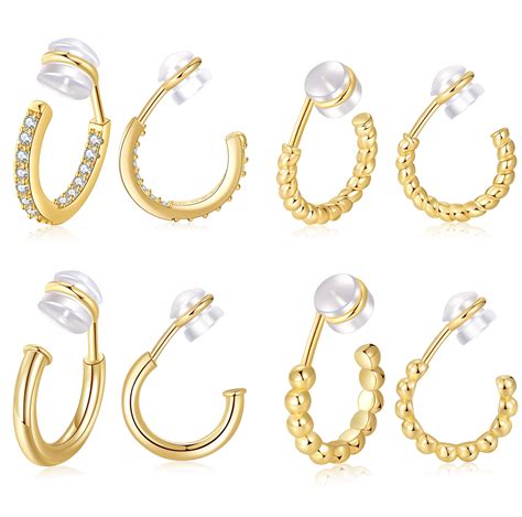 Buy Plomfovclip On Hoop Earrings For Women 14k Gold Plated Non Pierced Earrings Clip On Hoops