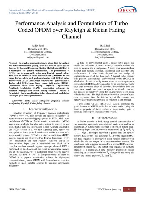 PDF Performance Analysis And Formulation Of Turbo Coded OFDM Over