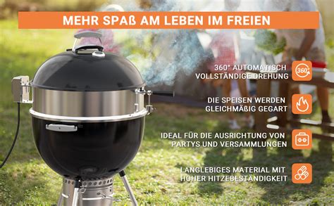 onlyfire 57CM Universal Edelstahl Drehspieß mit Motor Grillspieß