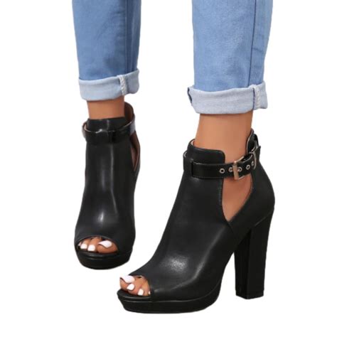 Sacfof Womens Cutout Peep Toe Stacked Chunky Heels Sandals Summer