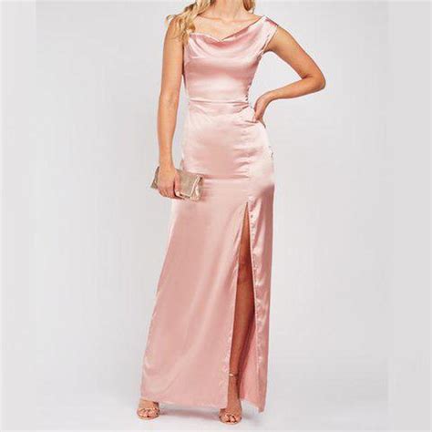 Nude Dusty Champagne Pink Satin Maxi Dress Evening Depop