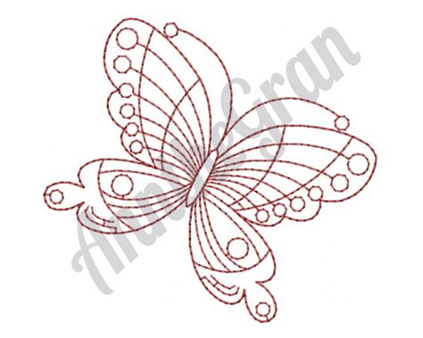 Redwork Butterfly Embroidery Design Redwork Embroidery Design