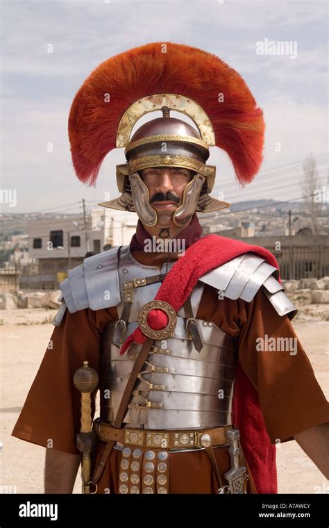 Jordan Jerash Roman Centurion In Historical Rec Enactment Stock Photo