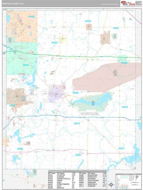 Portage County, OH Wall Map Premium Style by MarketMAPS - MapSales