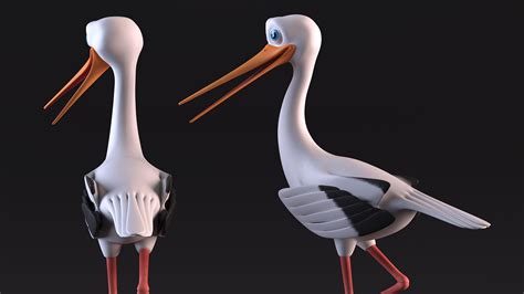 3d Stork Cartoon Walk Pose Turbosquid 2083721