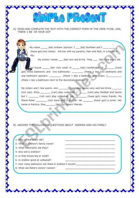 Simple Present Esl Worksheet