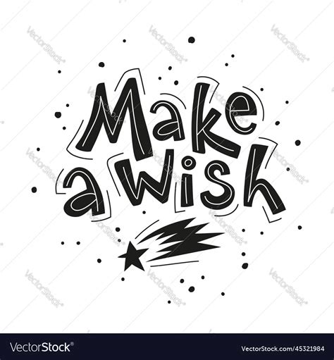 Make A Wish Lettering With Falling Star Royalty Free Vector