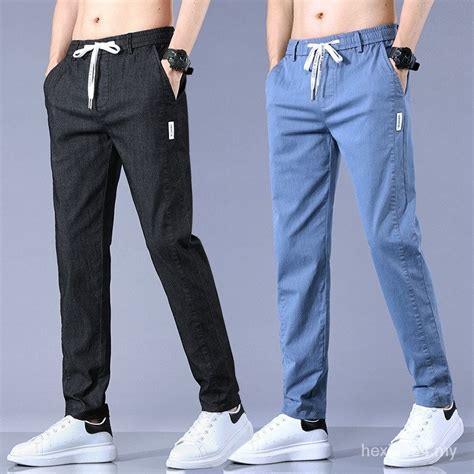 Spring Summer Regular Mens Casual Pants Small Straight Slim Fit