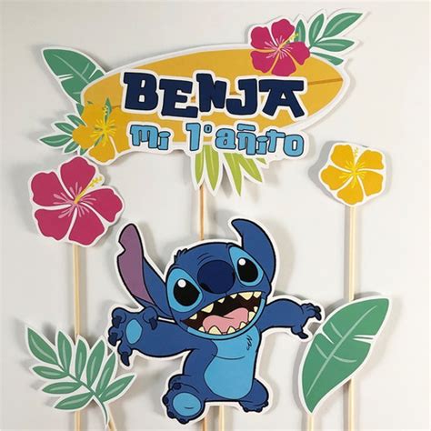 Cake Topper Pincho Personalizado Adorno Torta Lilo Y Stitch REQUETECHULIS