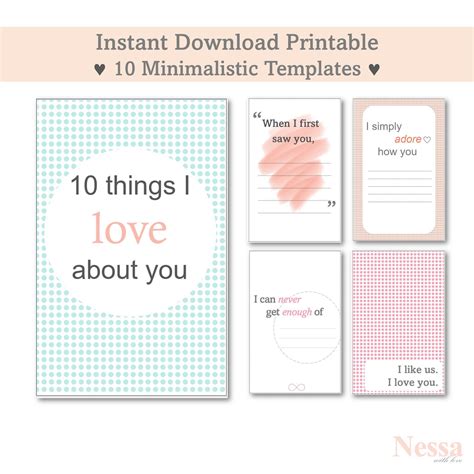 10 Things I Love About You Template Instant Printable Template