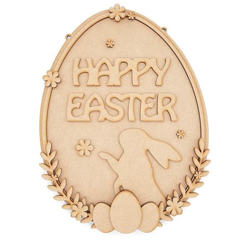 Happy Easter Rabbit Bunny Hare Plaque Craft Shapes Direct