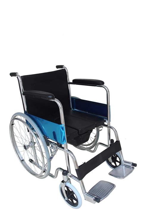 Chrome Coated Steel Foldable Wheelchair With Footplate For Elderly