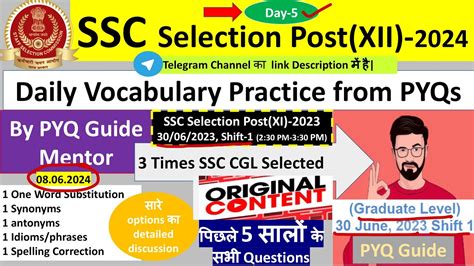 Day Latest Ssc Selection Post Vocabulary Revision Years Pyqs Guide