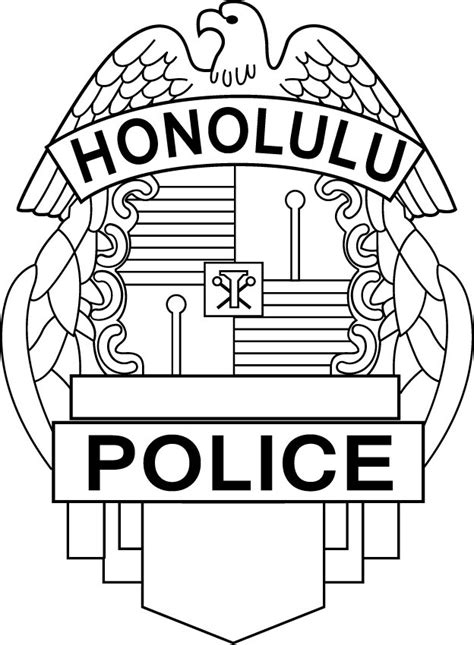 Artstation Honolulu Police Badge Vector File Svg Dxf Black White