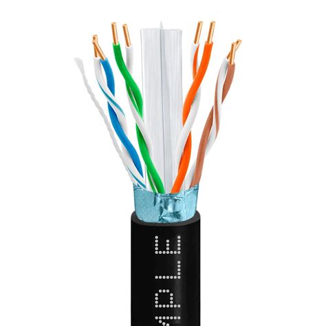 Cat 6 Riser Ethernet Cable Black Shielded Cmr Ftp 23awg