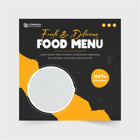 Restaurant Food Menu Discount Poster Design For Social Media Marketing