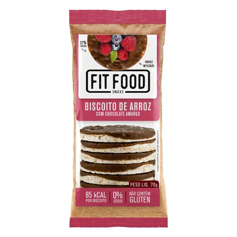 Biscoito De Arroz Chocolate Amargo Integral FIT FOOD 60g