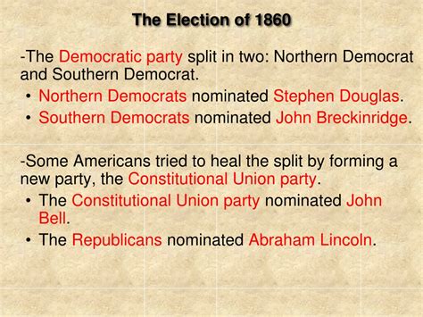 Ppt The Election Of 1860 Powerpoint Presentation Free Download Id