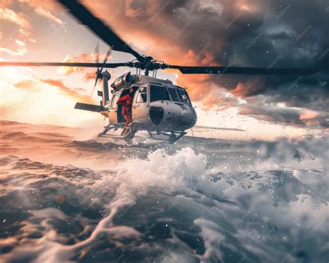 Heroic rescue helicopter in action high quality image capturing urgency ...