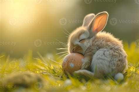 AI generated cute bunny hug easter egg 39035647 Stock Photo at Vecteezy