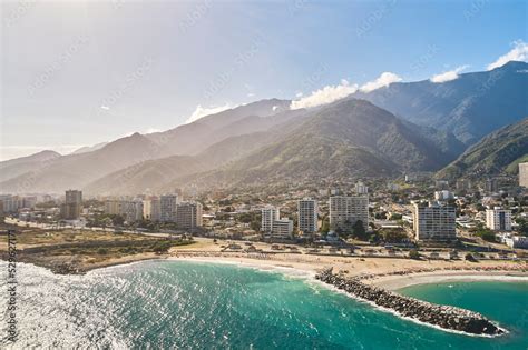 Aerial View Picturesque Public Beach With Turquoise Water Los Corales