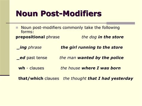 Nouns Post Modifiers Profª Flávia Cunha Ppt Download