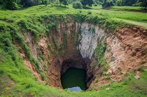 Premium Photo | HighAngle View of a Deep Sinkhole