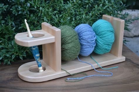 Handmade Wooden Yarn Holder Knitting And Crochet Supplies Etsy