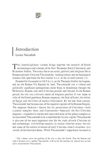 Pdf Laura Nasrallah Introduction In From Roman To Early Christian