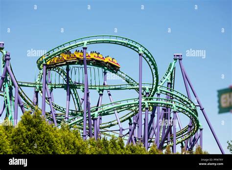 The Joker S Jinx Roller Coaster At Six Flags America Amusement Park In