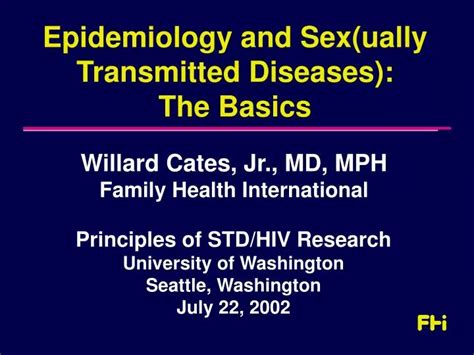 Ppt Epidemiology And Sexually Transmitted Diseases The Basics