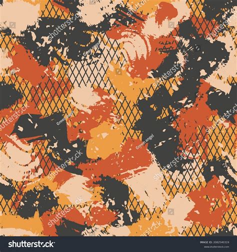 Red Orange Yellow Colors Lattice Camouflage Stock Vector Royalty Free