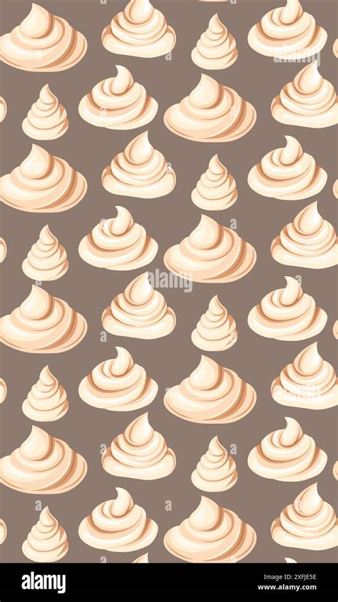 Vector Seamless Pattern With Cartoon Meringues And Marshmallow Texture